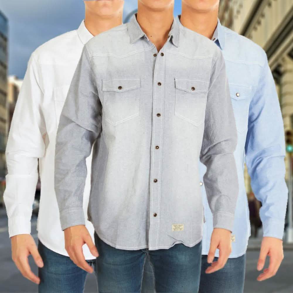 3er-Pack: Herren-Jeanshemden mit Knopfleiste – verschiedene Größen