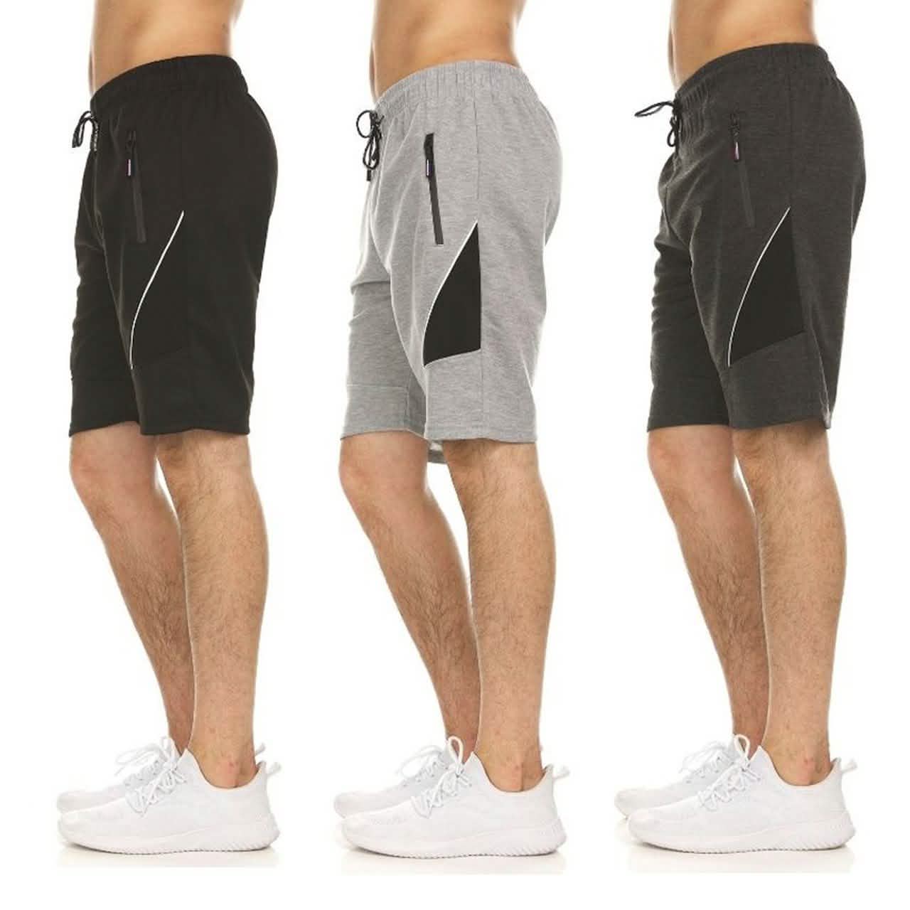 3er-Pack: Herren-Sweatshorts mit Reißverschlusstaschen