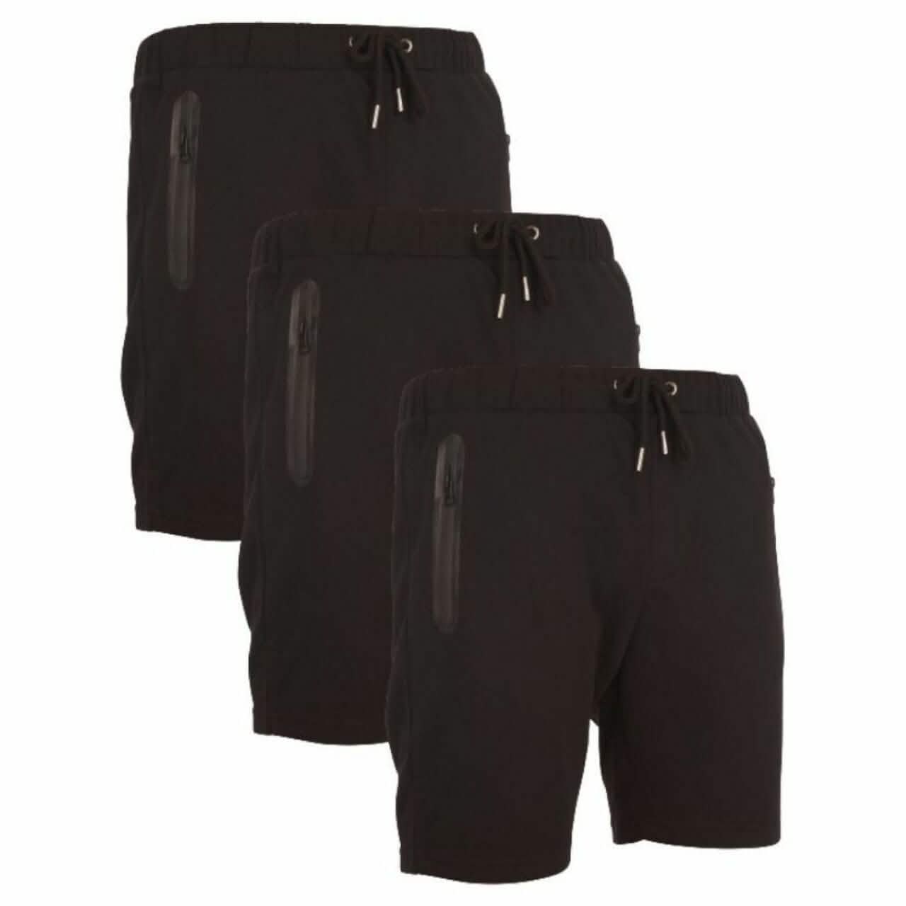 3er-Pack: Herren French Terry Shorts mit Reißverschlusstaschen
