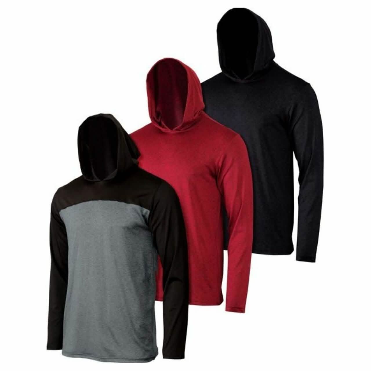 3er-Pack: Herren Feuchtigkeitsableitende Sport-Hoodies zum Überziehen
