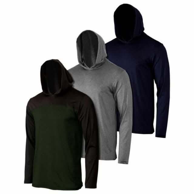 3er-Pack: Herren Feuchtigkeitsableitende Sport-Hoodies zum Überziehen