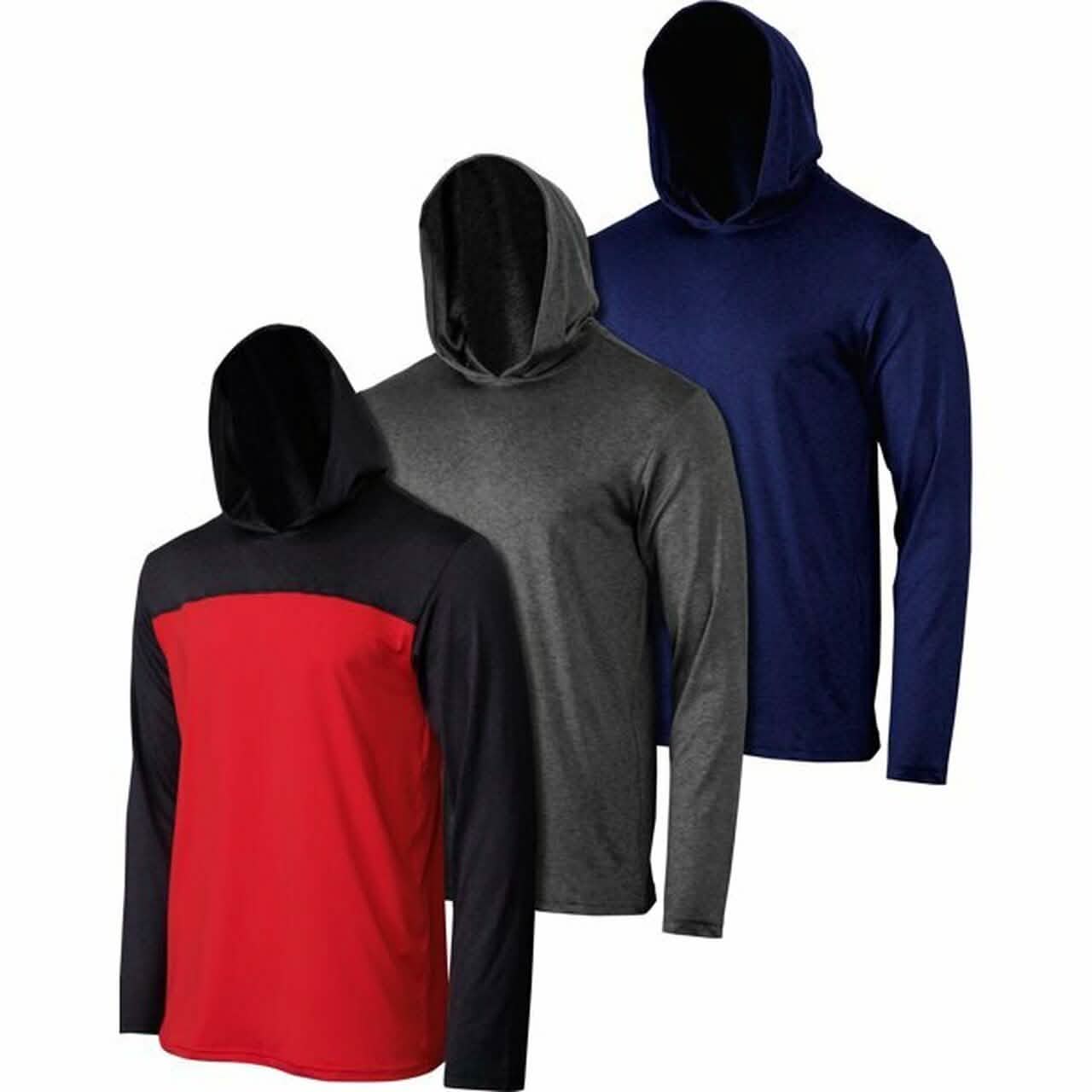 3er-Pack: Herren Feuchtigkeitsableitende Sport-Hoodies zum Überziehen