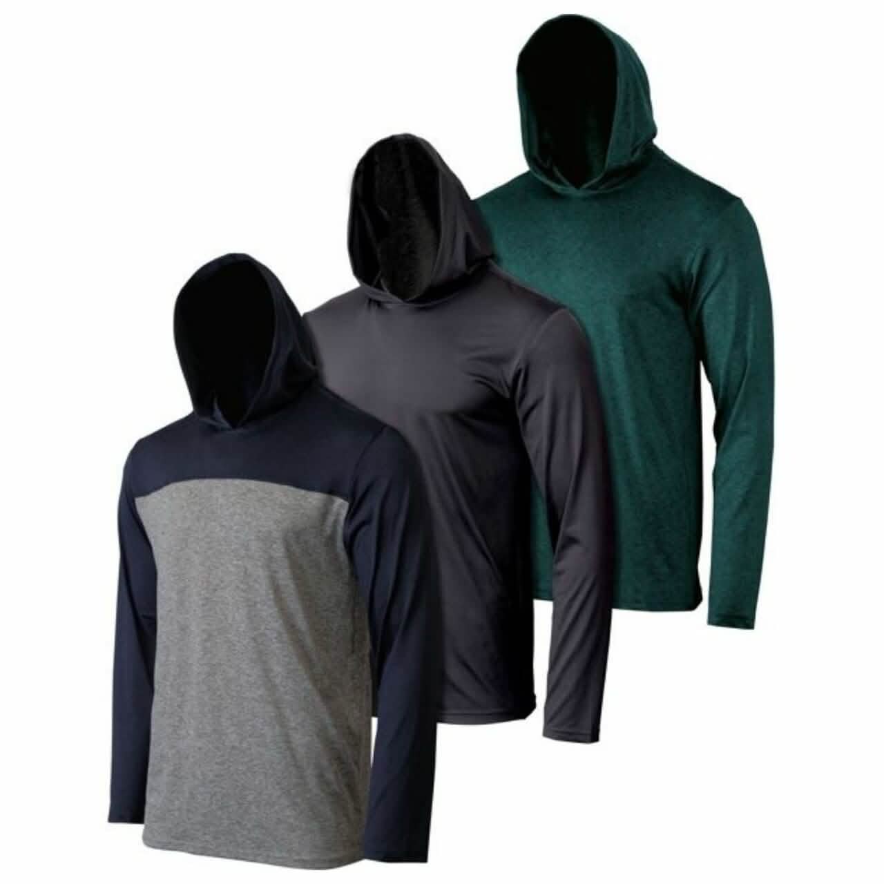 3er-Pack: Herren Feuchtigkeitsableitende Sport-Hoodies zum Überziehen