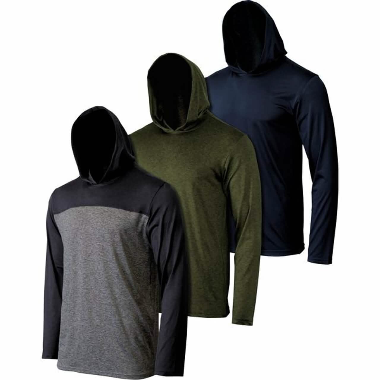 3er-Pack: Herren Feuchtigkeitsableitende Sport-Hoodies zum Überziehen