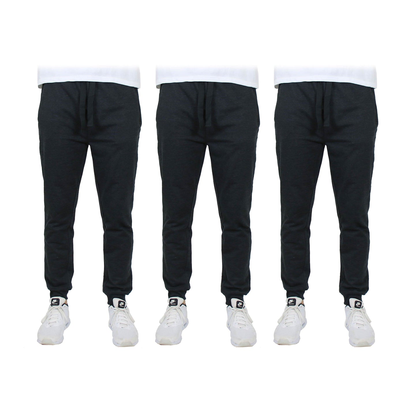 3er-Pack: Herren Slim Fit French Terry Jogginghose für Zuhause mit Reißverschlusstaschen