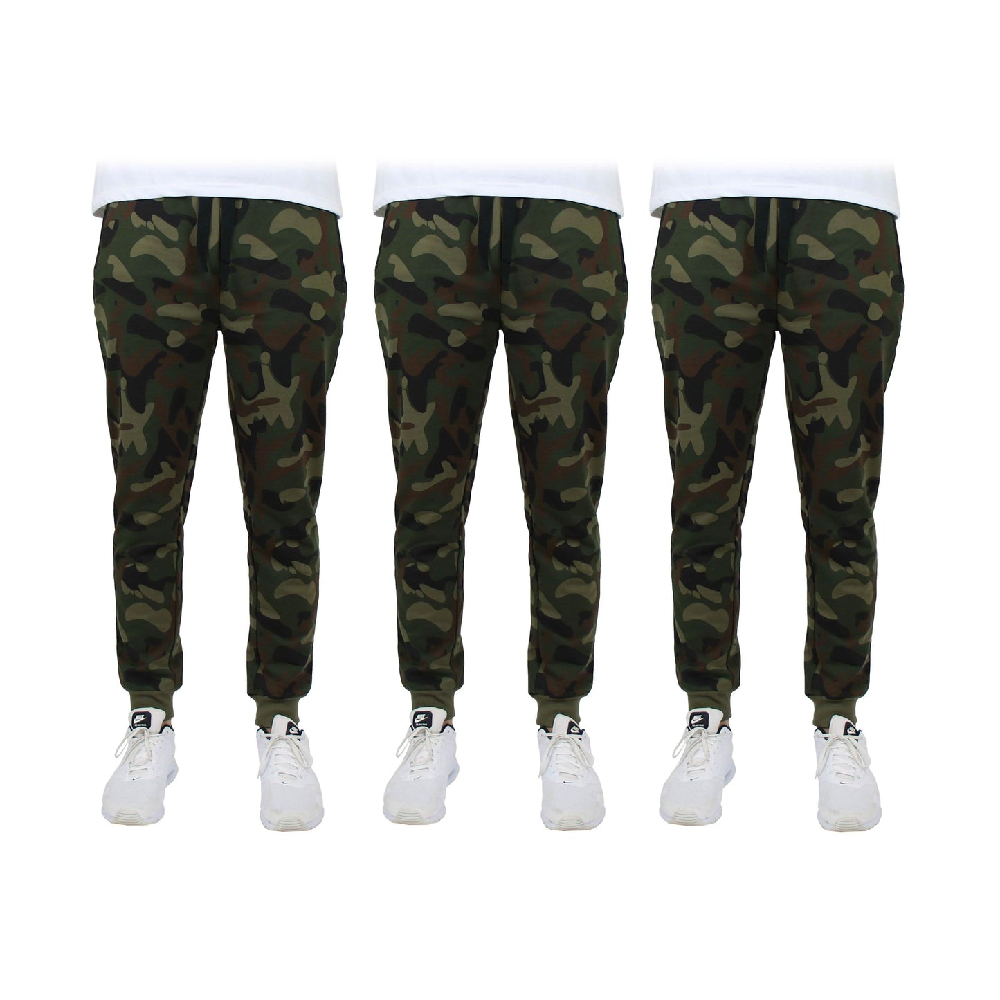 3er-Pack: Herren Slim Fit French Terry Jogginghose für Zuhause mit Reißverschlusstaschen