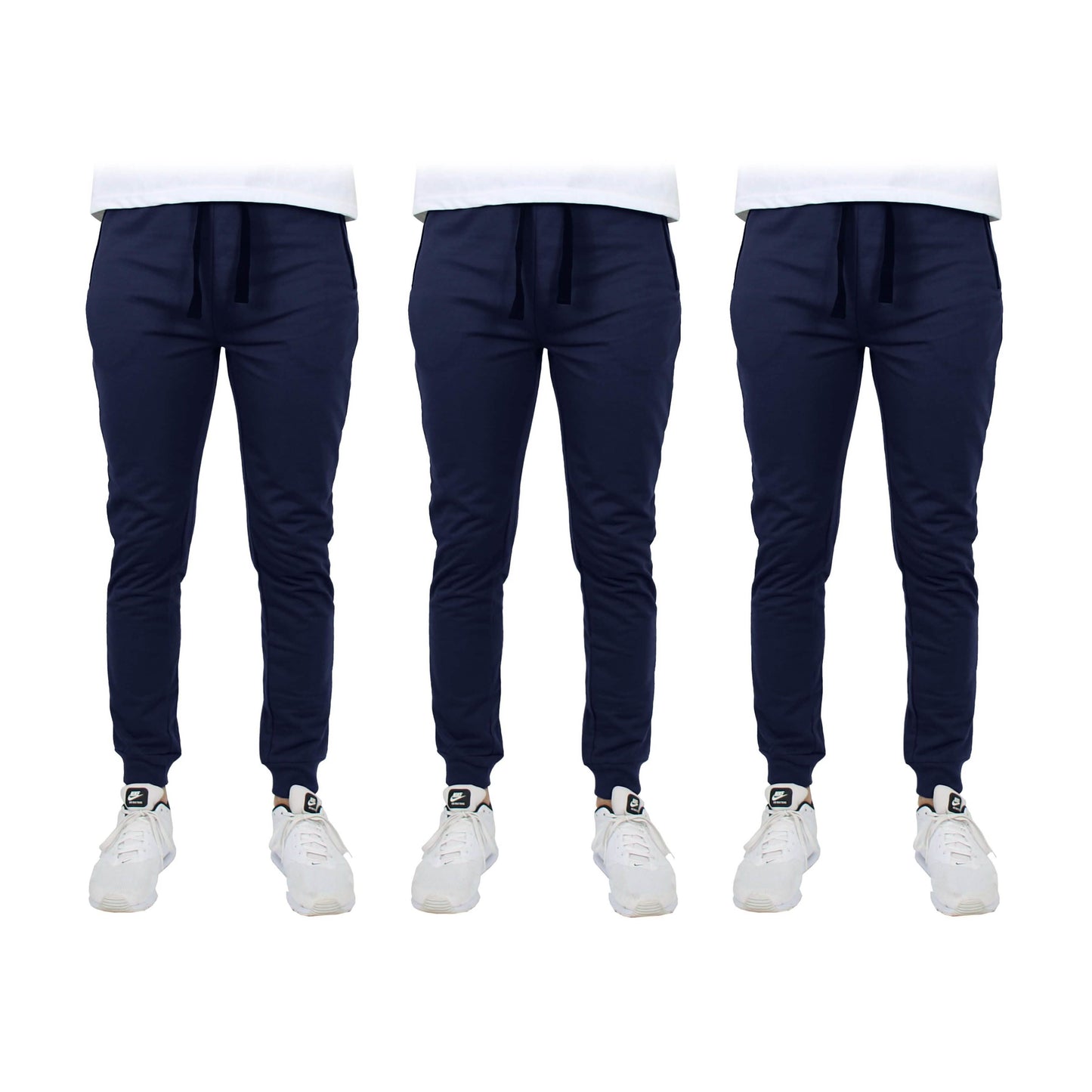 3er-Pack: Herren Slim Fit French Terry Jogginghose für Zuhause mit Reißverschlusstaschen