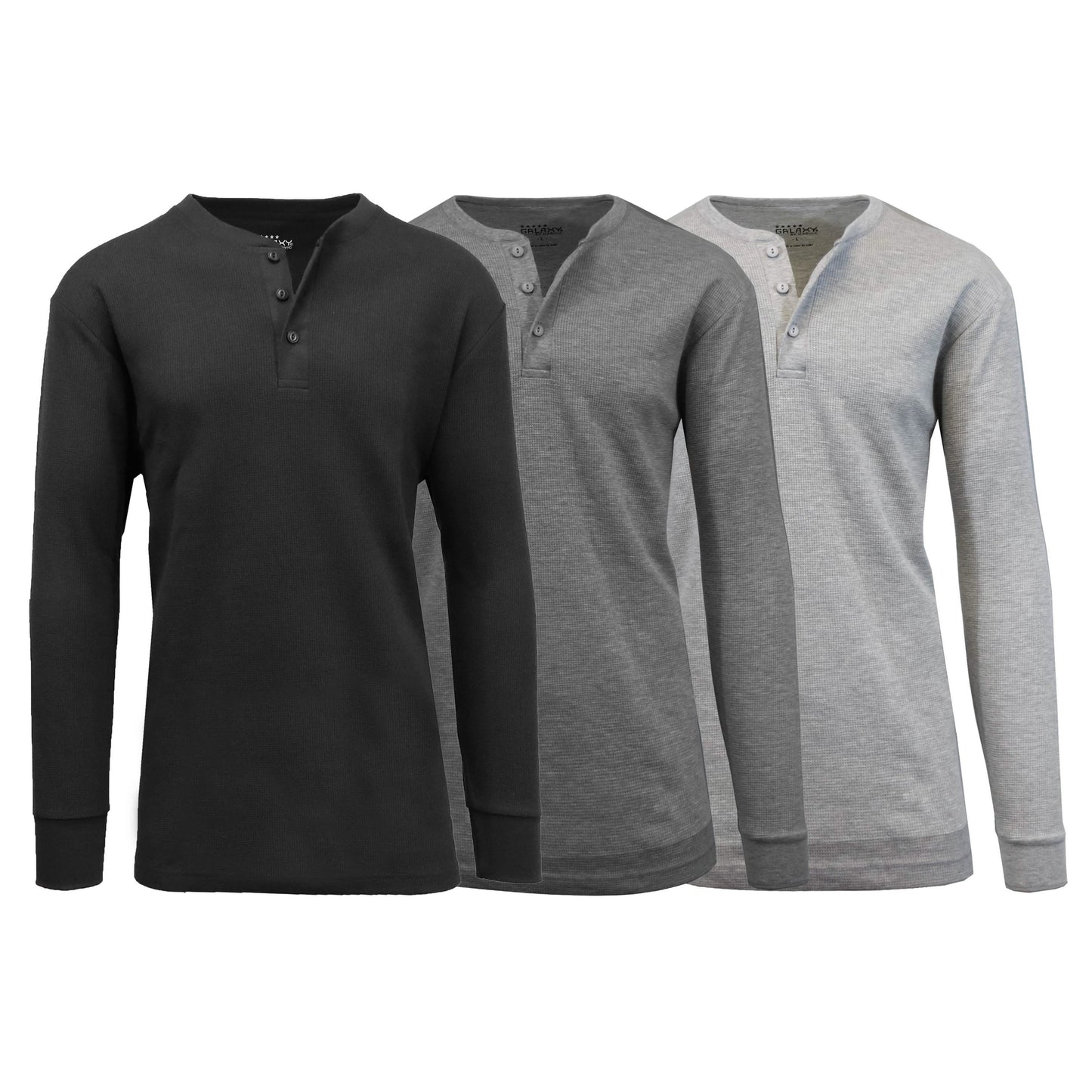 3er-Pack: Thermische Henley-Shirts für Herren aus Waffelstrick