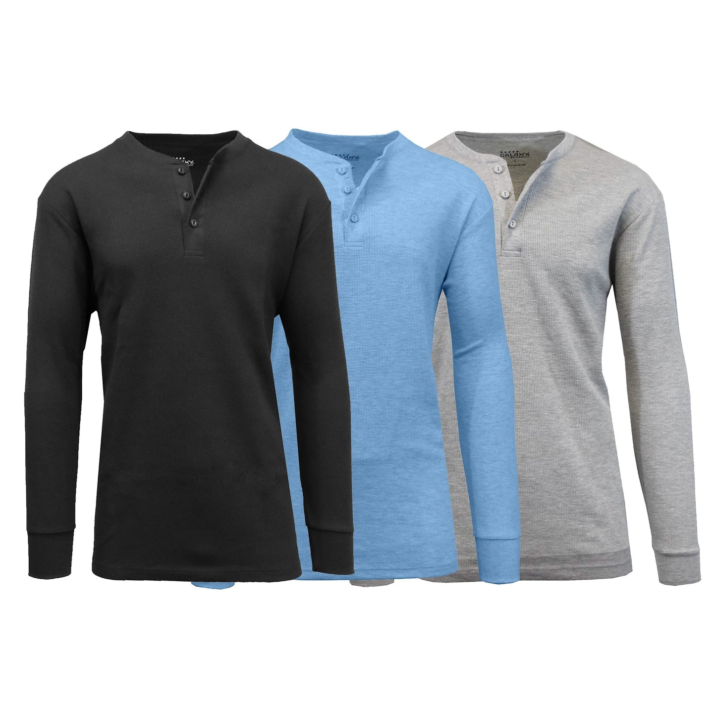 3er-Pack: Thermische Henley-Shirts für Herren aus Waffelstrick
