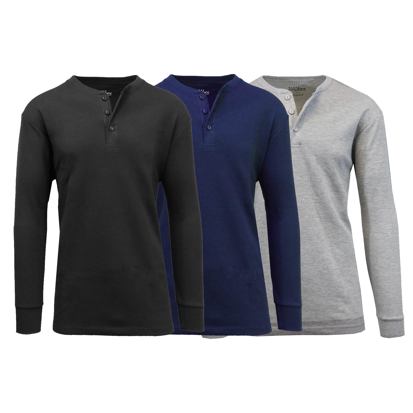 3er-Pack: Thermische Henley-Shirts für Herren aus Waffelstrick