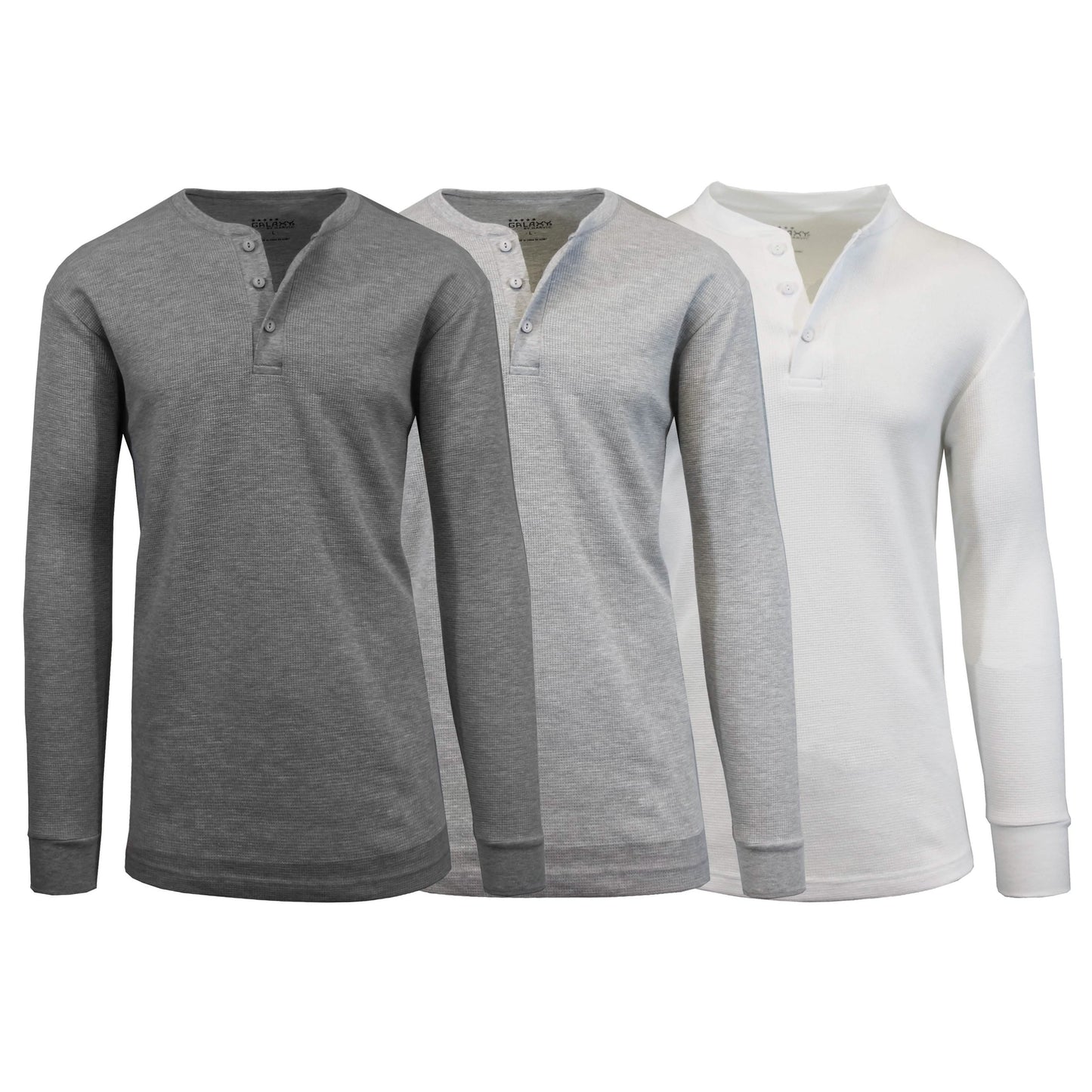 3er-Pack: Thermische Henley-Shirts für Herren aus Waffelstrick