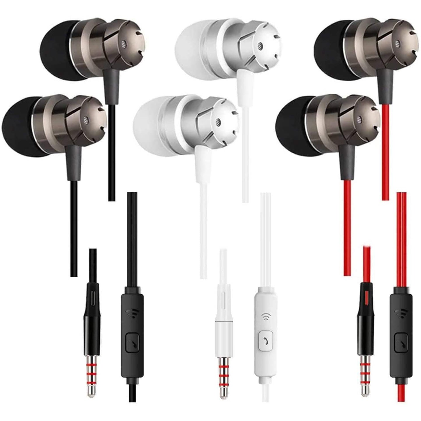 3er-Pack: Geräuschisolierende, verwicklungsfreie In-Ear-Kopfhörer mit Mikrofon