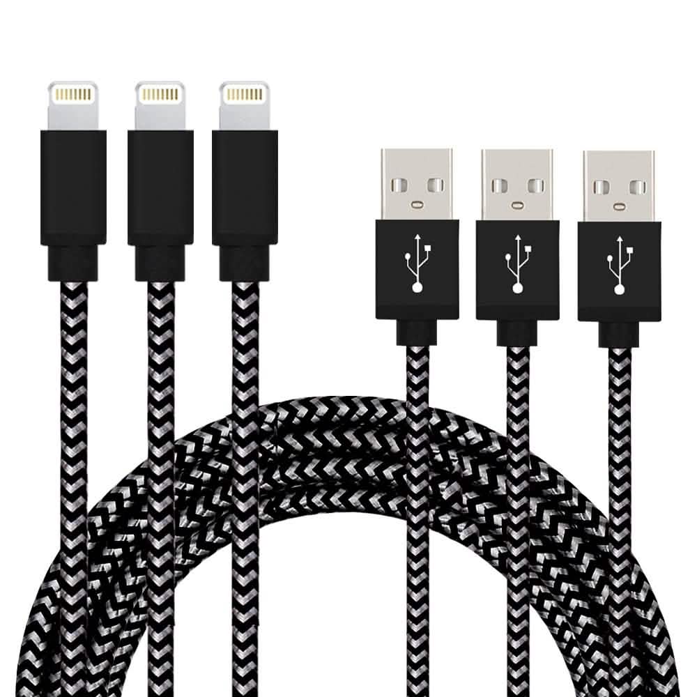 3er-Pack: Nylon-ummantelte Kabel