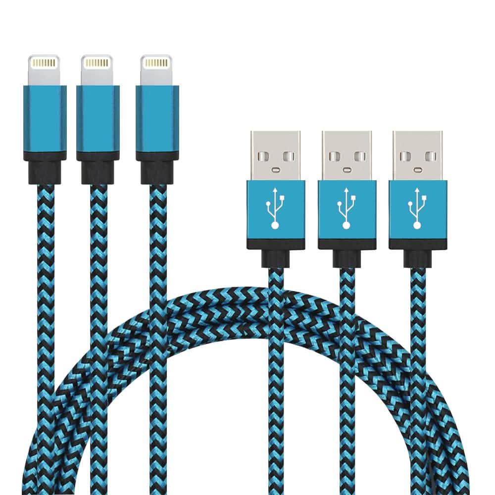 3er-Pack: Nylon-ummantelte Kabel