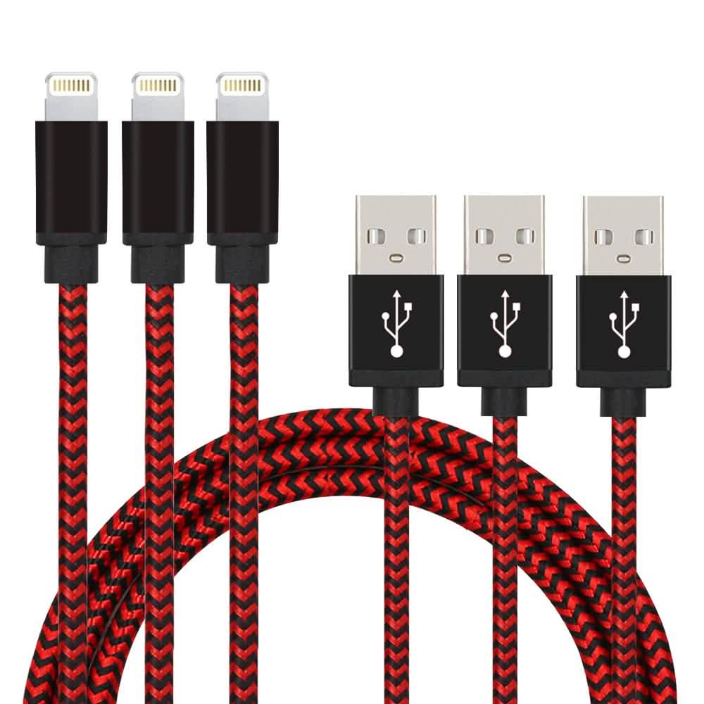 3er-Pack: Nylon-ummantelte Kabel