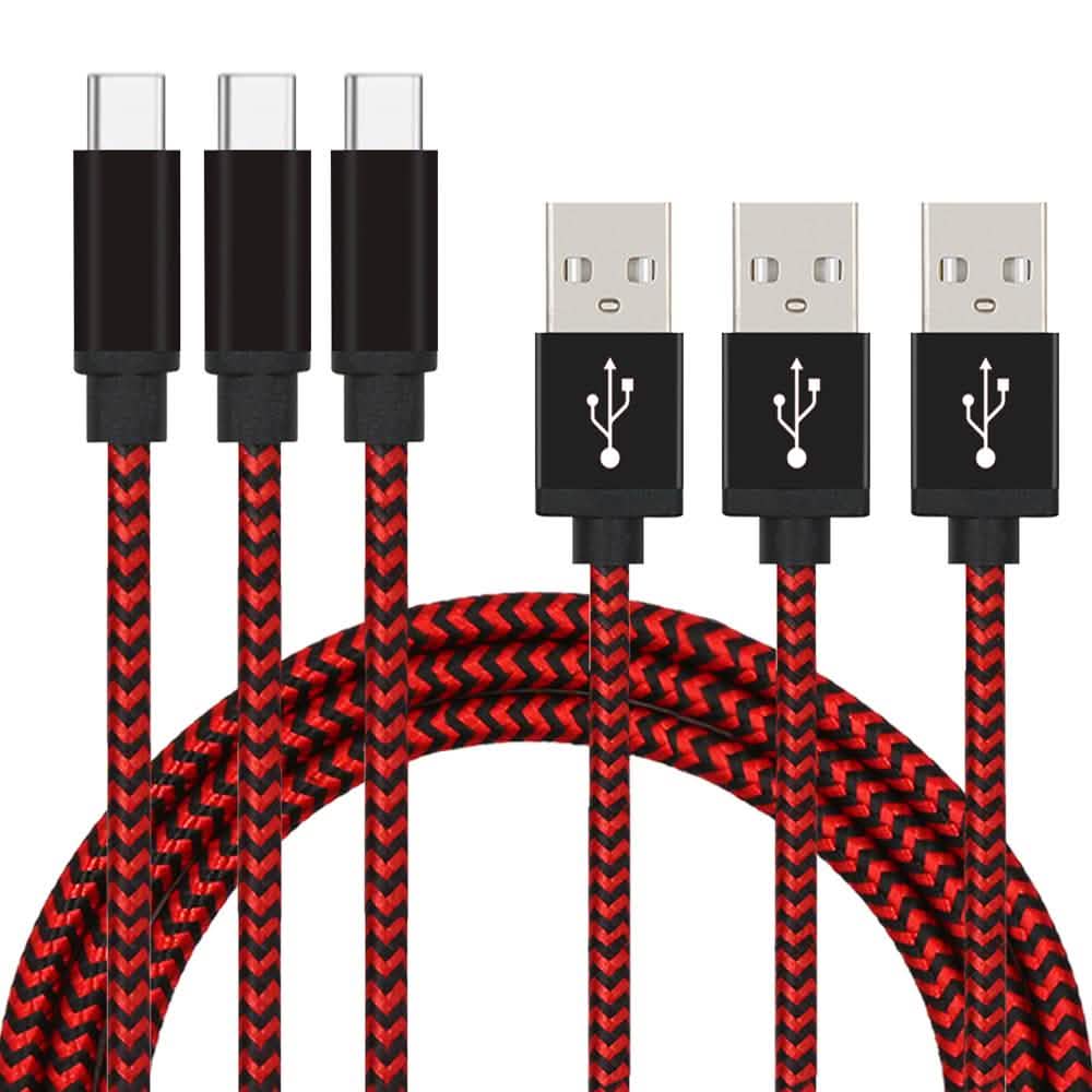 3er-Pack: Nylon-ummantelte Kabel