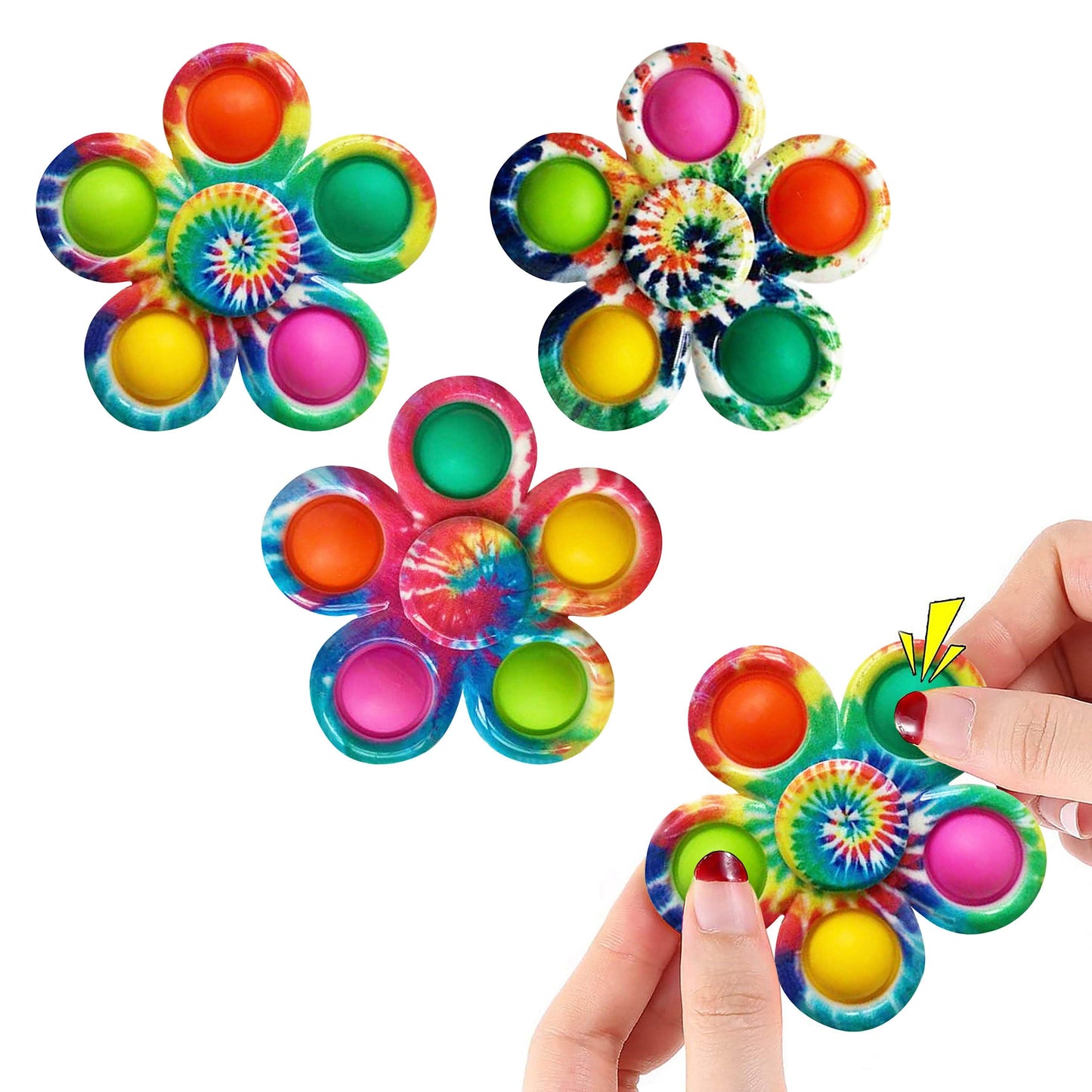 3er-Pack: Pop Fidget Popper – 2-in-1 Bubble Fidget Spinner
