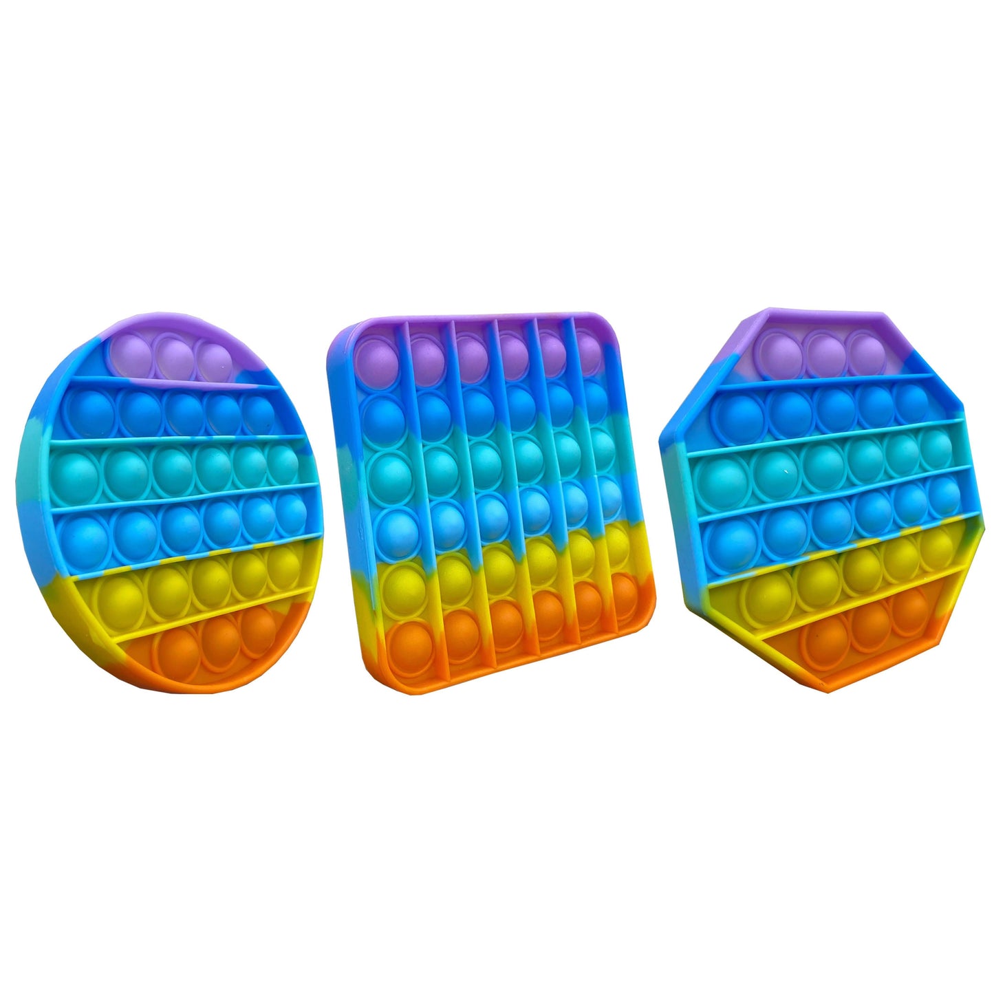 3er-Pack: Regenbogenfarbenes Bubble-Popper Anti-Stress Fidget Toy