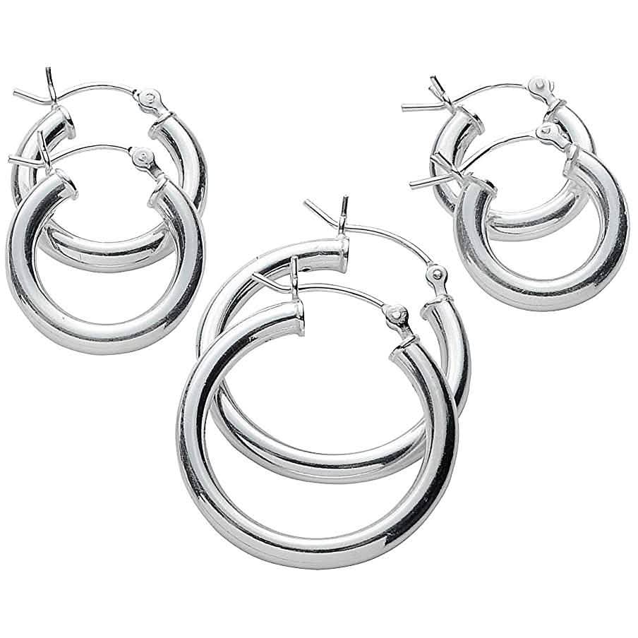 3er-Pack: Creolen aus Sterlingsilber