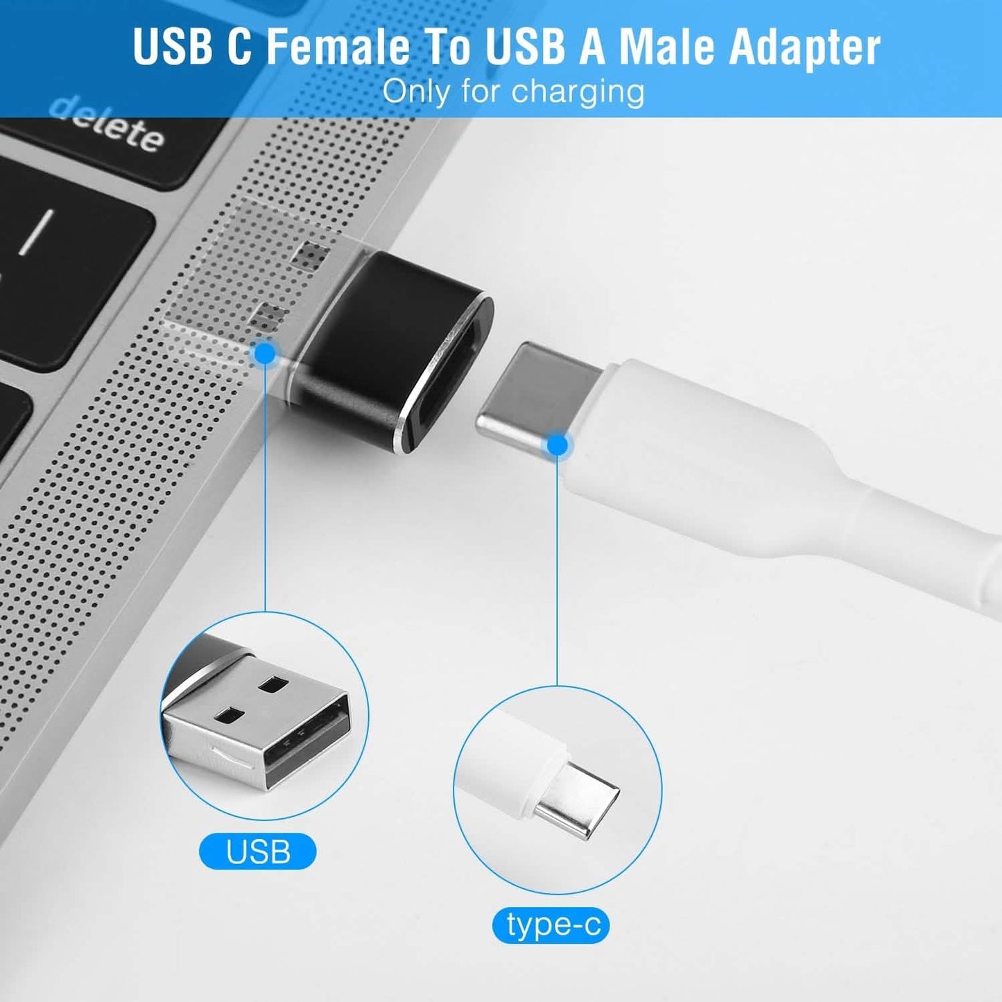 3er-Pack: USB-C-Buchse auf USB-A-Stecker-Konverter