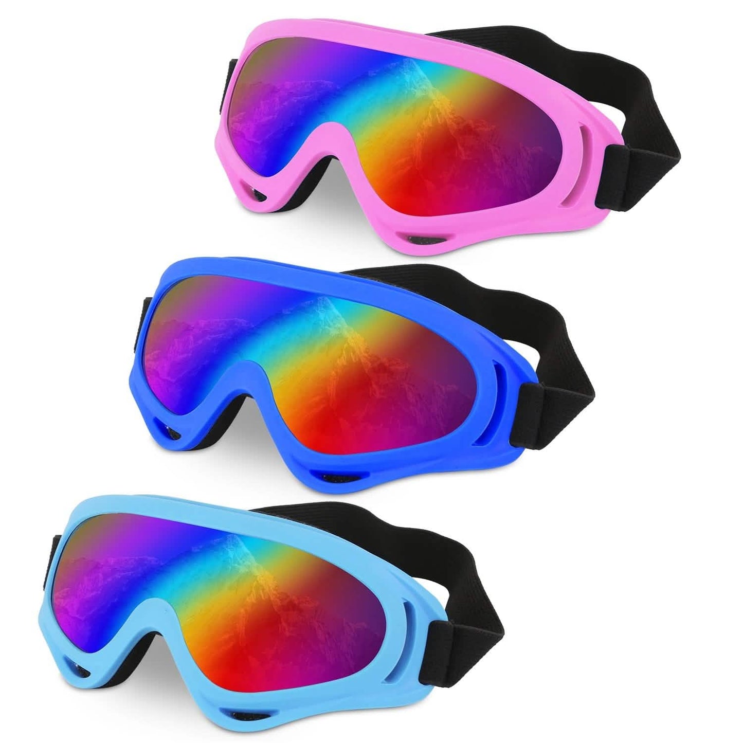3er-Pack: Wintersportbrillen für Kinder und Erwachsene