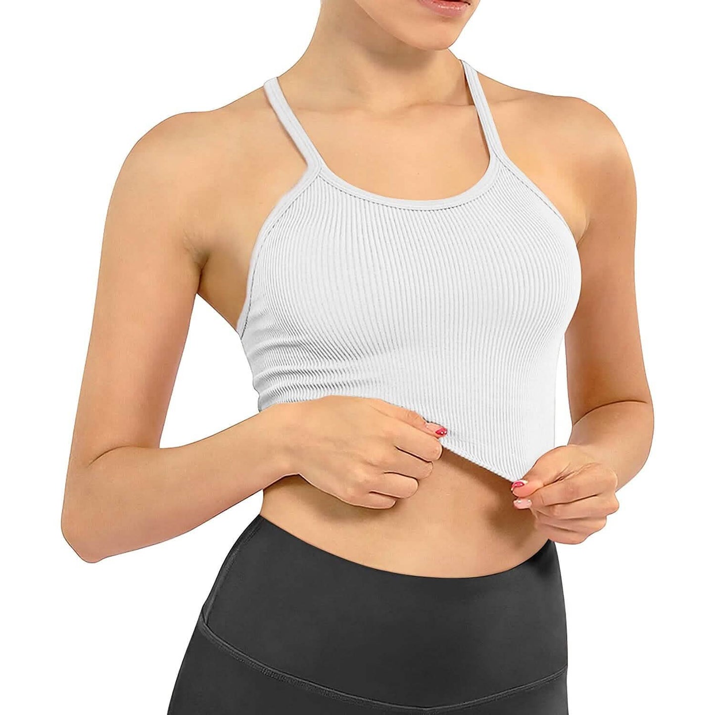 3er-Pack: Damen Crop Basic Tanktop Gerippt Ärmellos