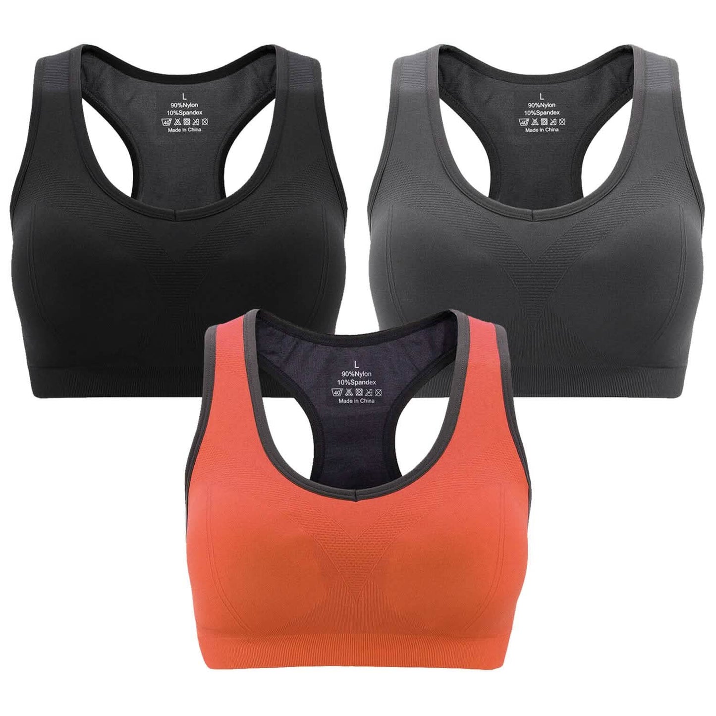 3er-Pack: Gepolsterte Sport-BHs für Damen