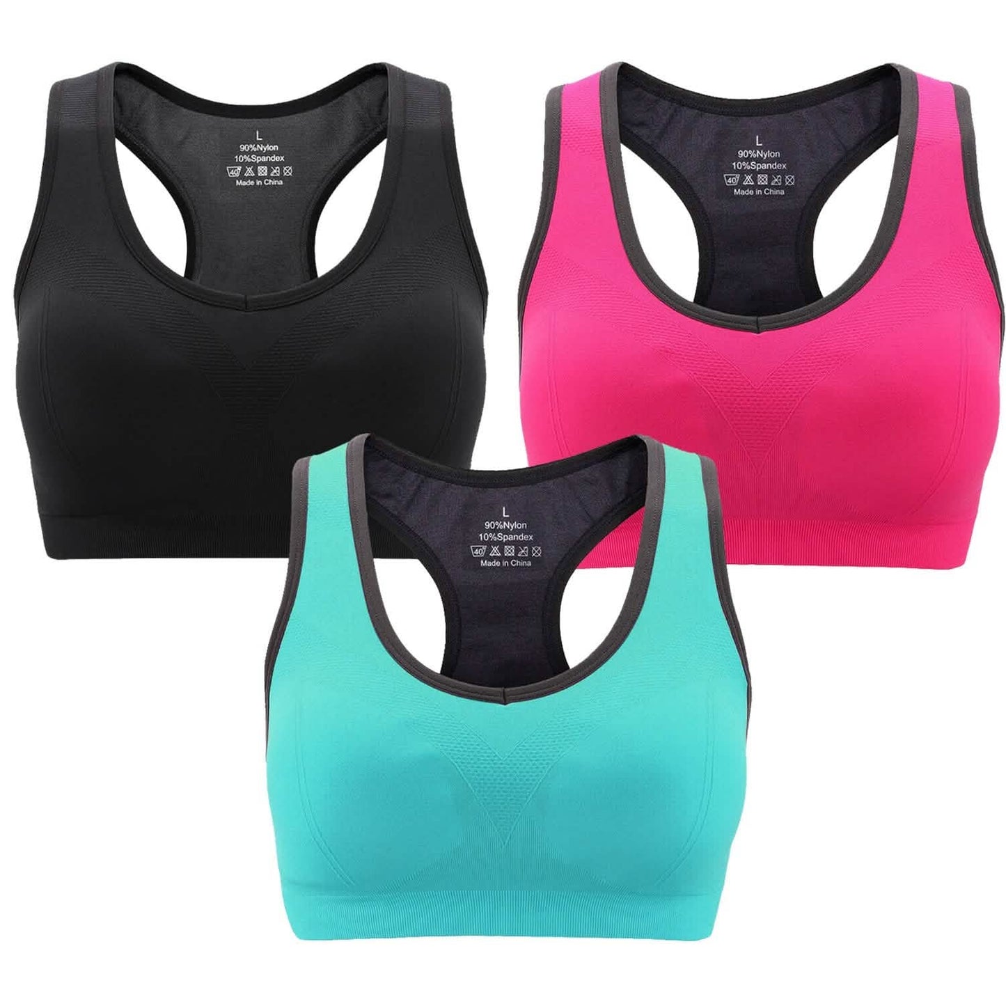 3er-Pack: Gepolsterte Sport-BHs für Damen