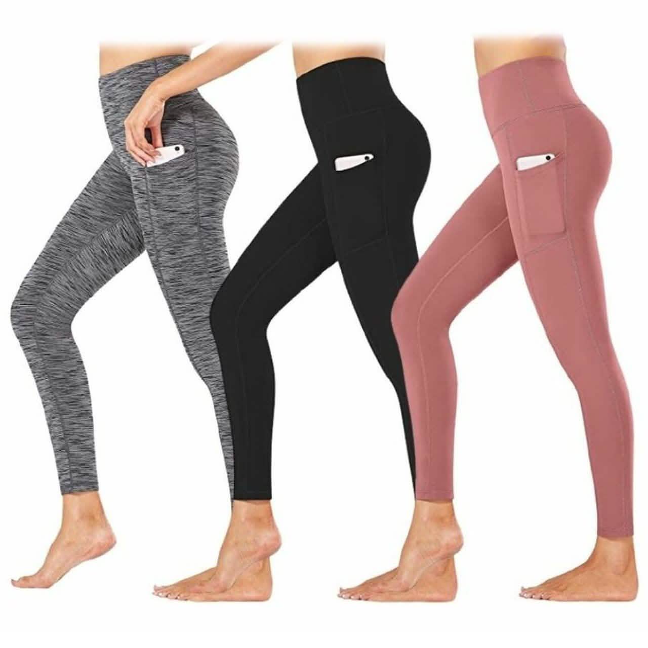 3er-Pack: Damen Active Sportleggings mit Seitentaschen