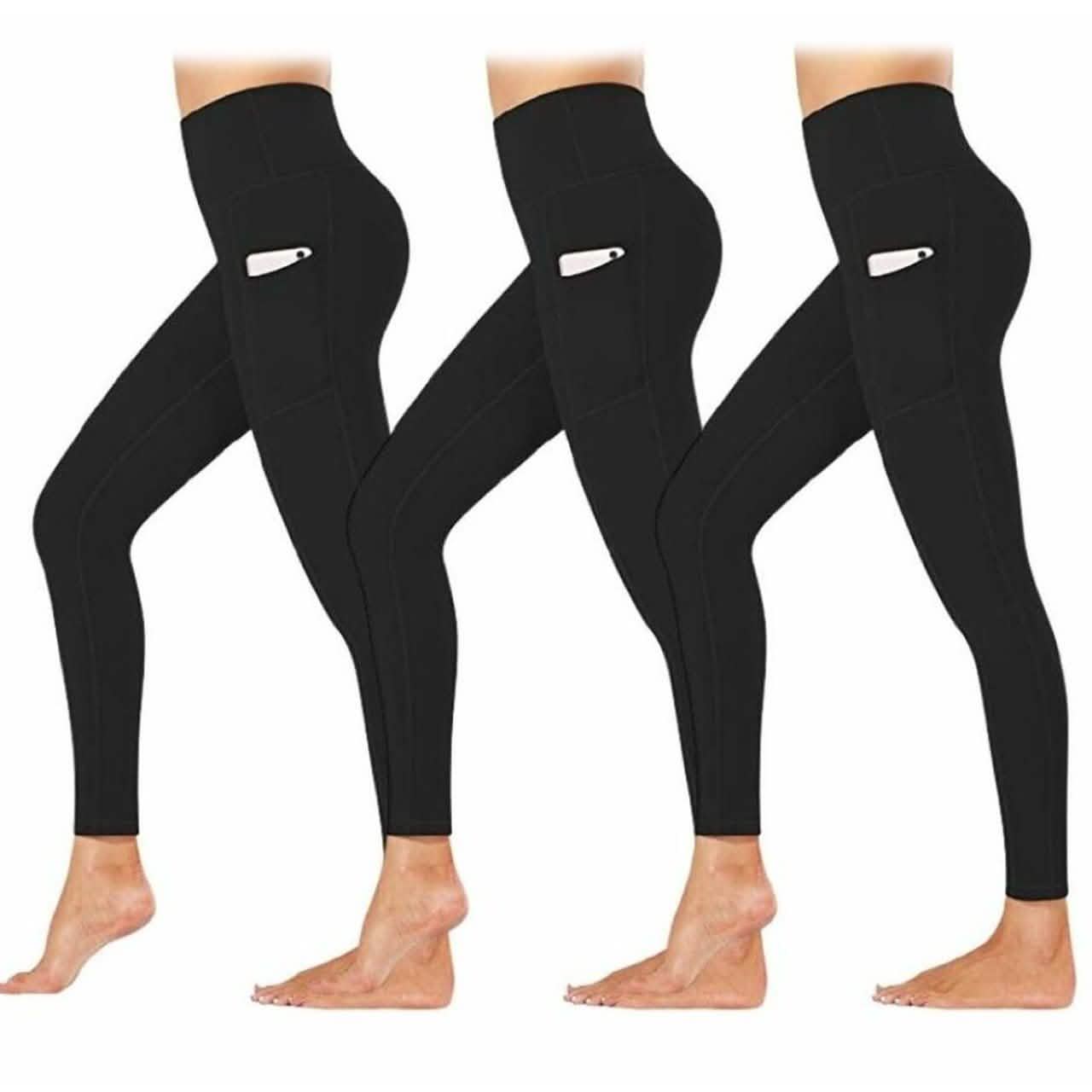 3er-Pack: Damen Active Sportleggings mit Seitentaschen