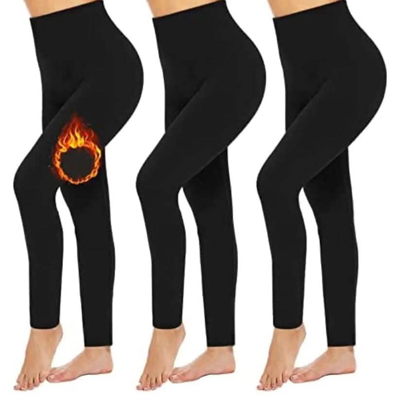 3er-Pack: Damen-Leggings mit Fleecefutter, hoher Taille, weich, dehnbar, warm