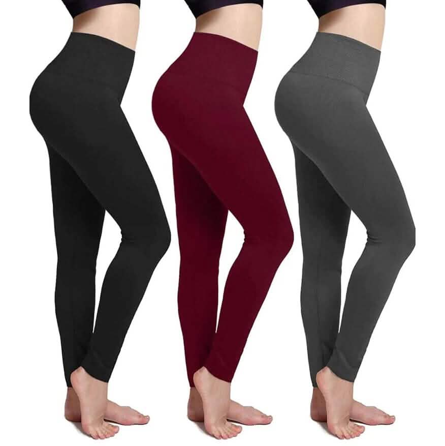 3er-Pack: Damen-Leggings mit Fleecefutter, hoher Taille, weich, dehnbar, warm