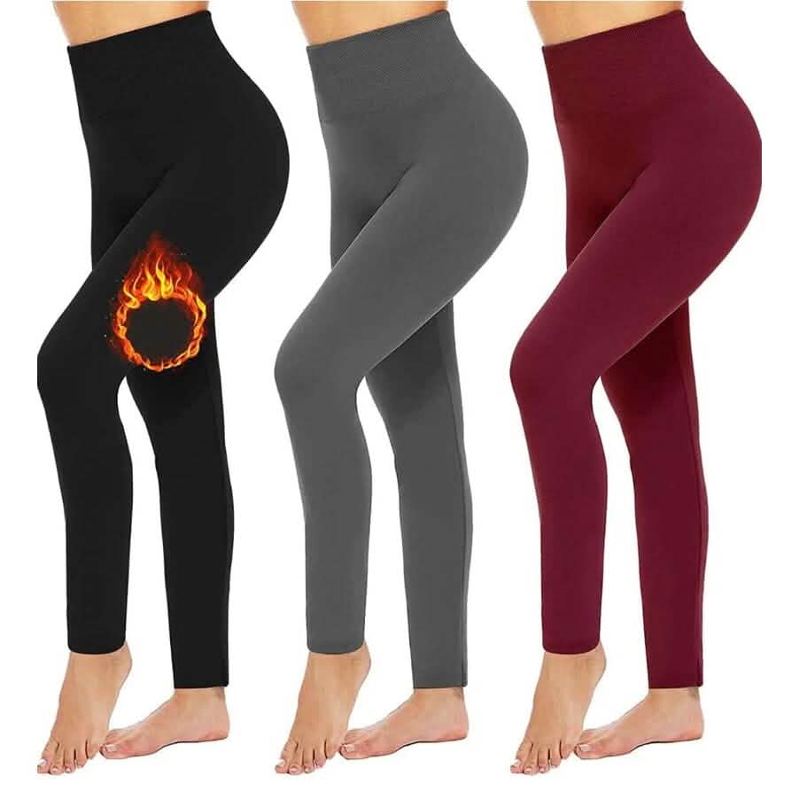 3er-Pack: Damen-Leggings mit Fleecefutter, hoher Taille, weich, dehnbar, warm