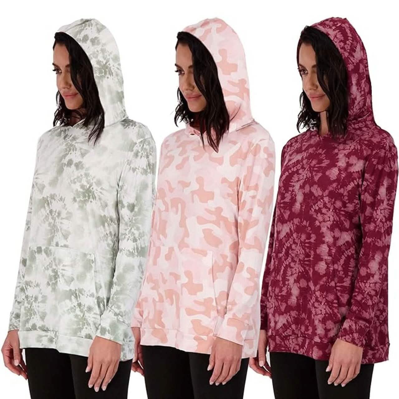 3er-Pack: Damen Kapuzenpullover Langarm