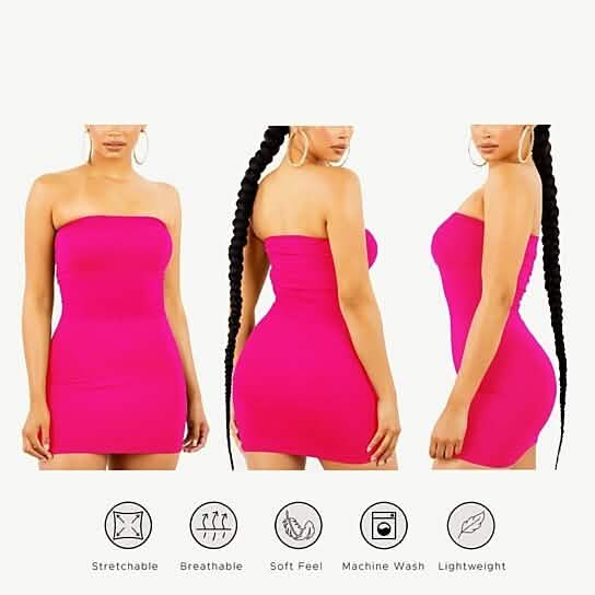 3er-Pack: Nahtloses trägerloses Tube-Kleid für Damen