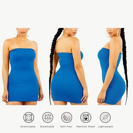 3er-Pack: Nahtloses trägerloses Tube-Kleid für Damen