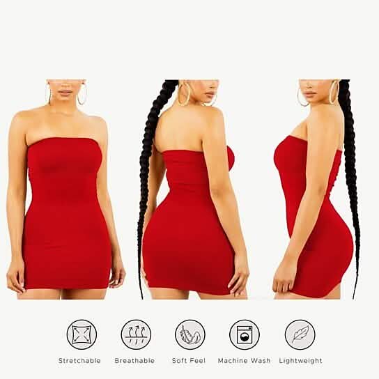 3er-Pack: Nahtloses trägerloses Tube-Kleid für Damen