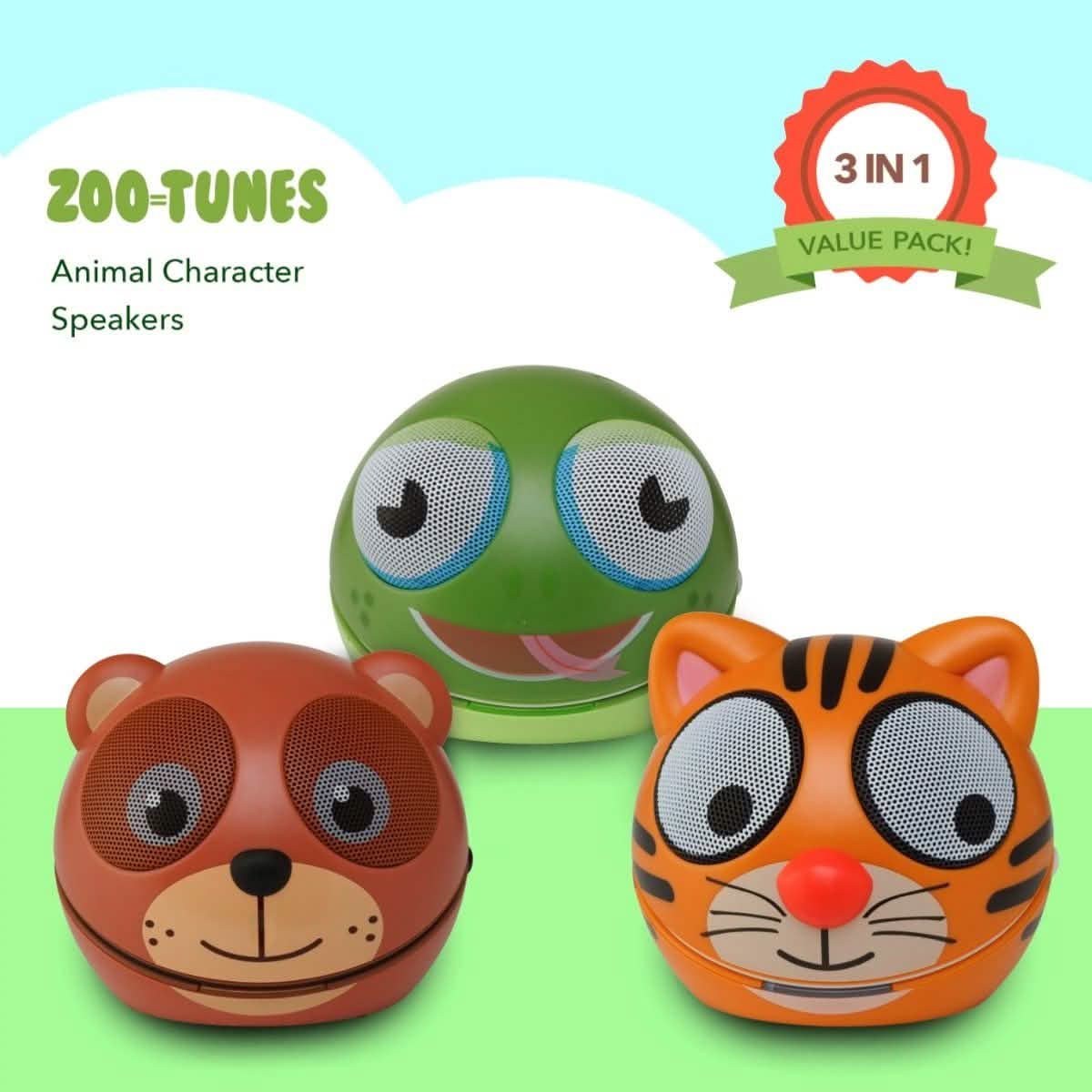 3er-Pack: Zootunes Kompakter tragbarer Bluetooth Stereo Lautsprecher