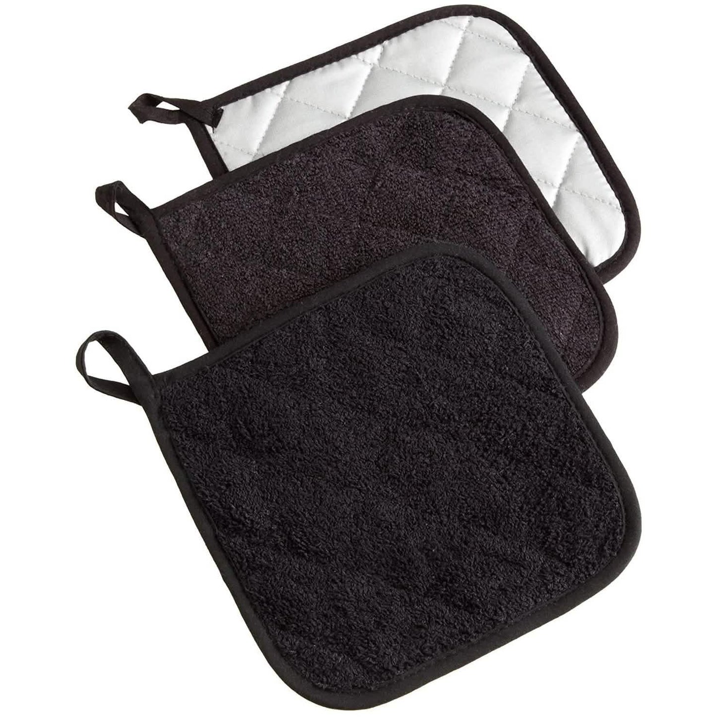 3-teilig: DII Basic Terry Collection gesteppter Topflappen aus 100 % Baumwolle