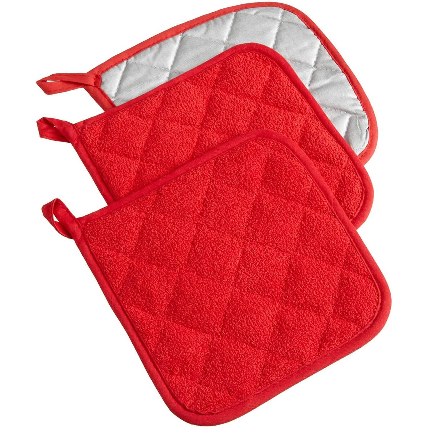 3-teilig: DII Basic Terry Collection gesteppter Topflappen aus 100 % Baumwolle
