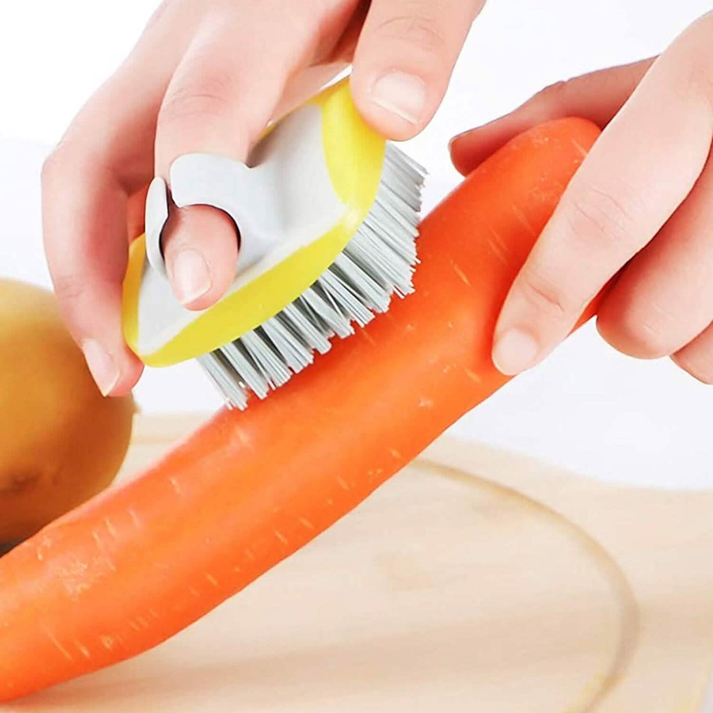 3-teilig: Obst- und Gemüsewaschbürste mit weichen Borsten