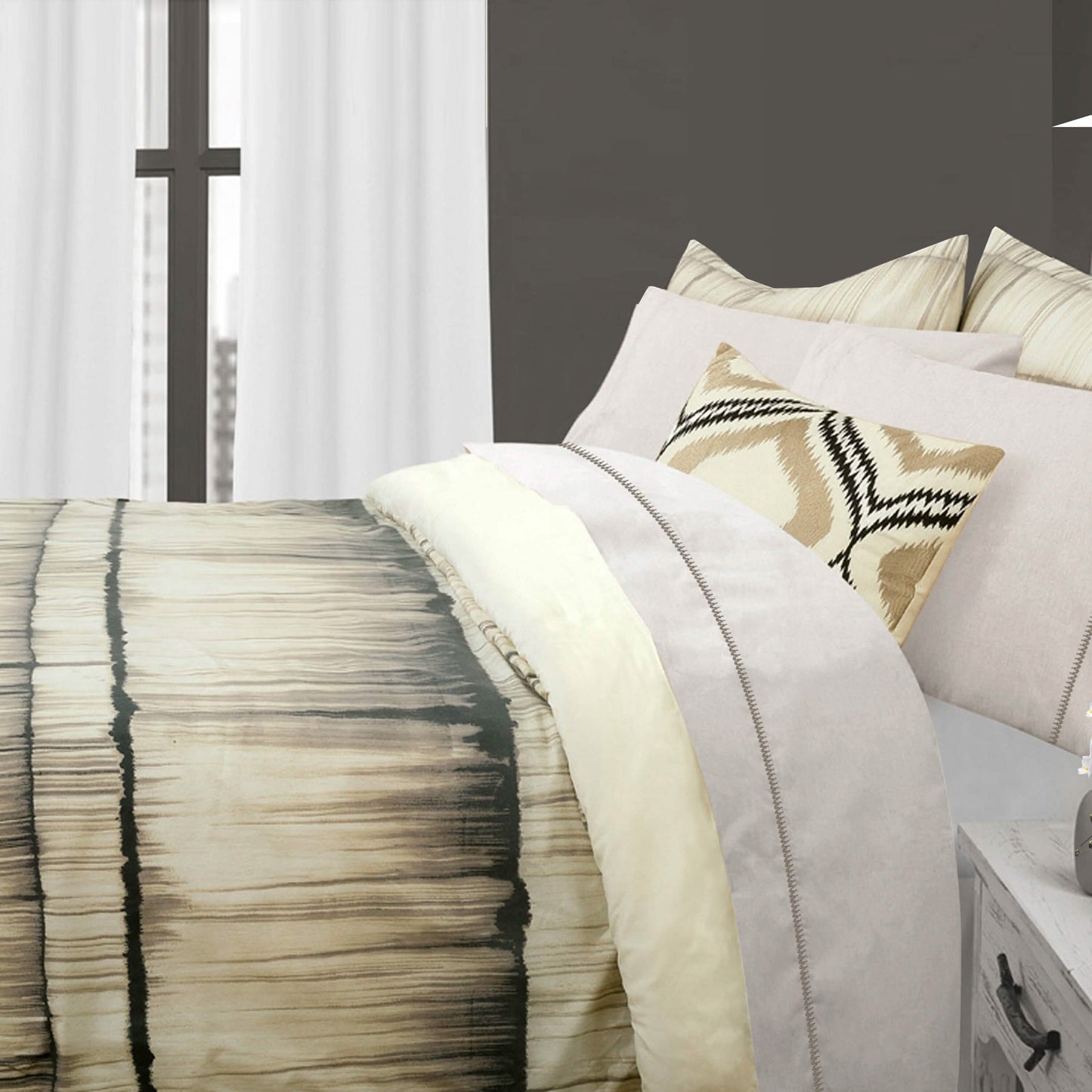 3-teilig: Global Stria Stripe Bettwäsche-Set