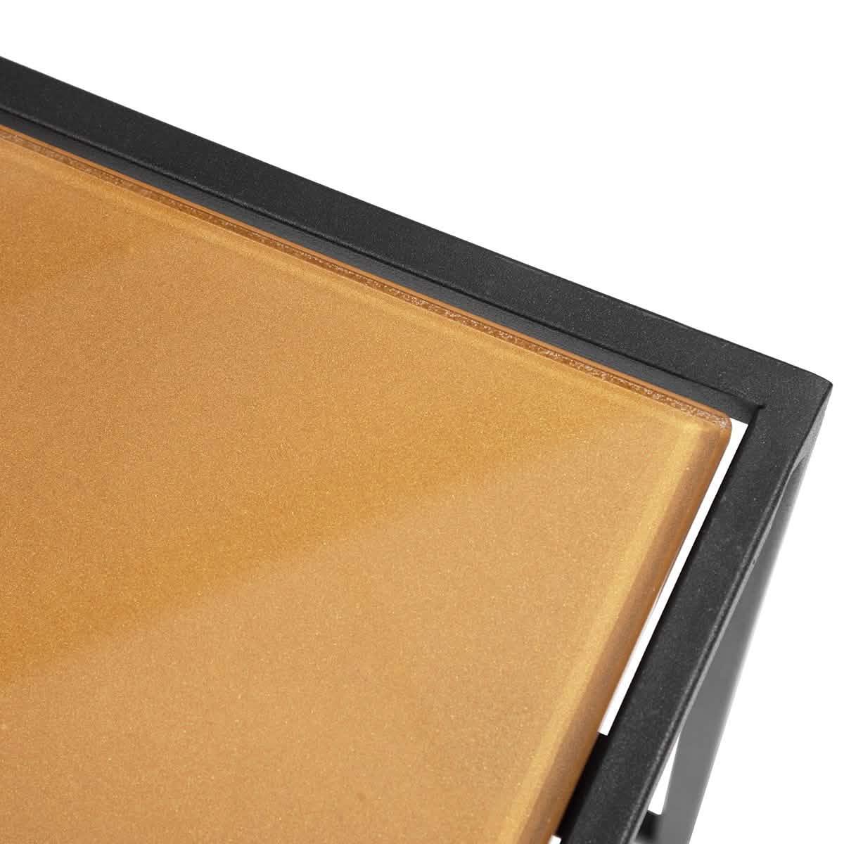 3-teilig: Couchtisch-Satztisch-Set mit Spiegelplatte und Ablagetisch/Beistelltisch aus schwarzem Stahlrohr