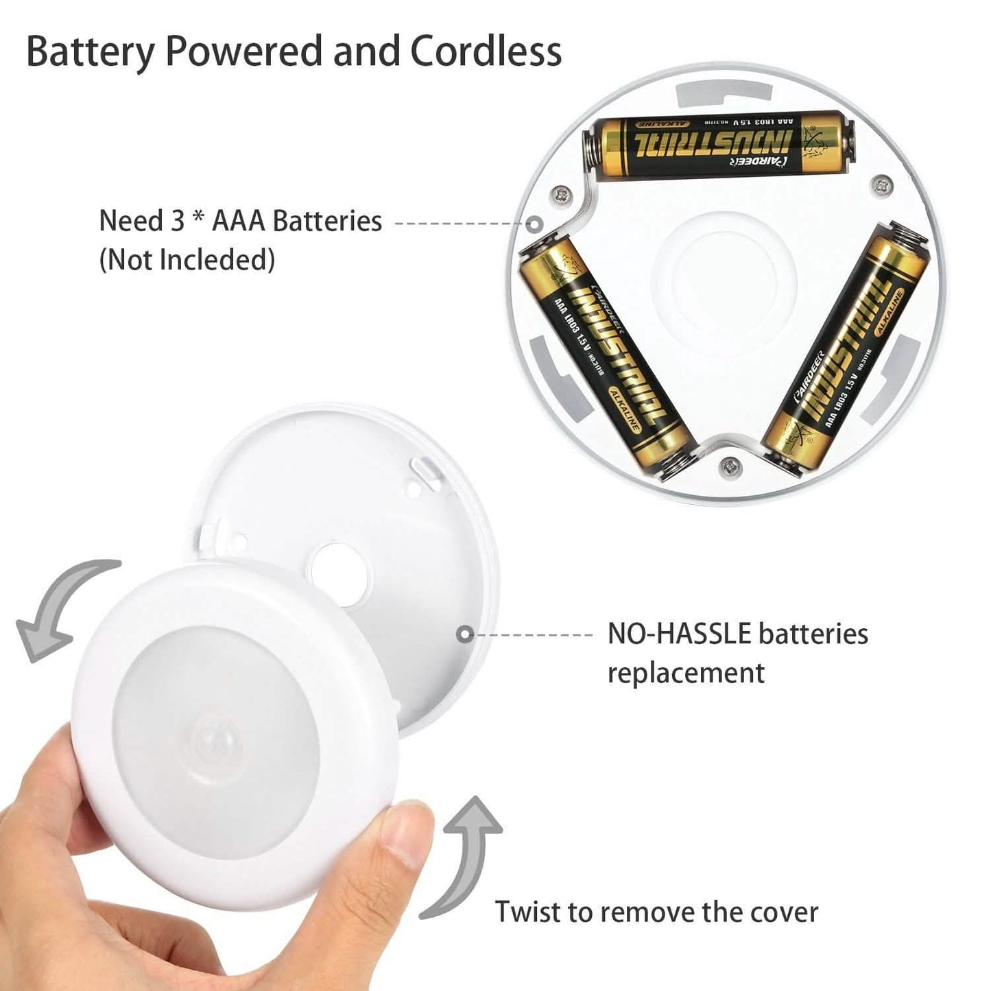 3er-Pack: Bewegungssensor LED-Nachtlicht zum Aufkleben, kabellos