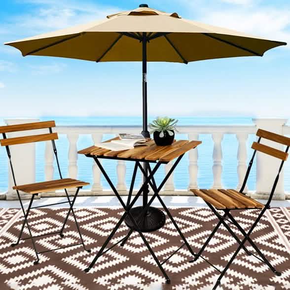 3-teilig: Terrassen-Esstisch-Stühle-Set