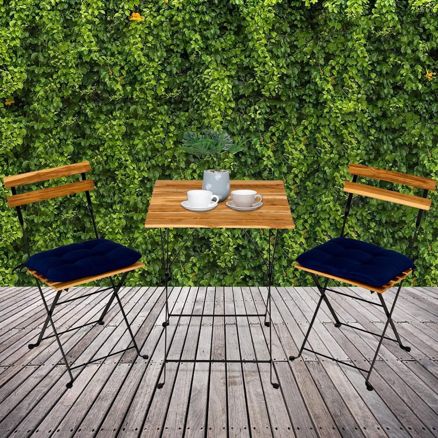 3-teilig: Terrassen-Esstisch-Stühle-Set