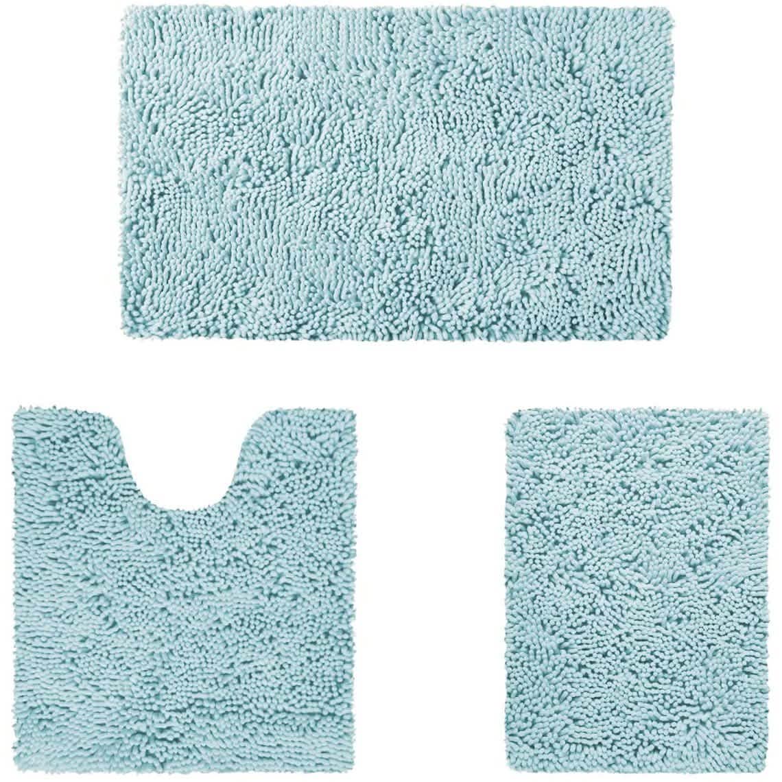 3-teiliges Set: Badezimmerteppiche Set Ultraweich Rutschfest und Saugfähig Chenille