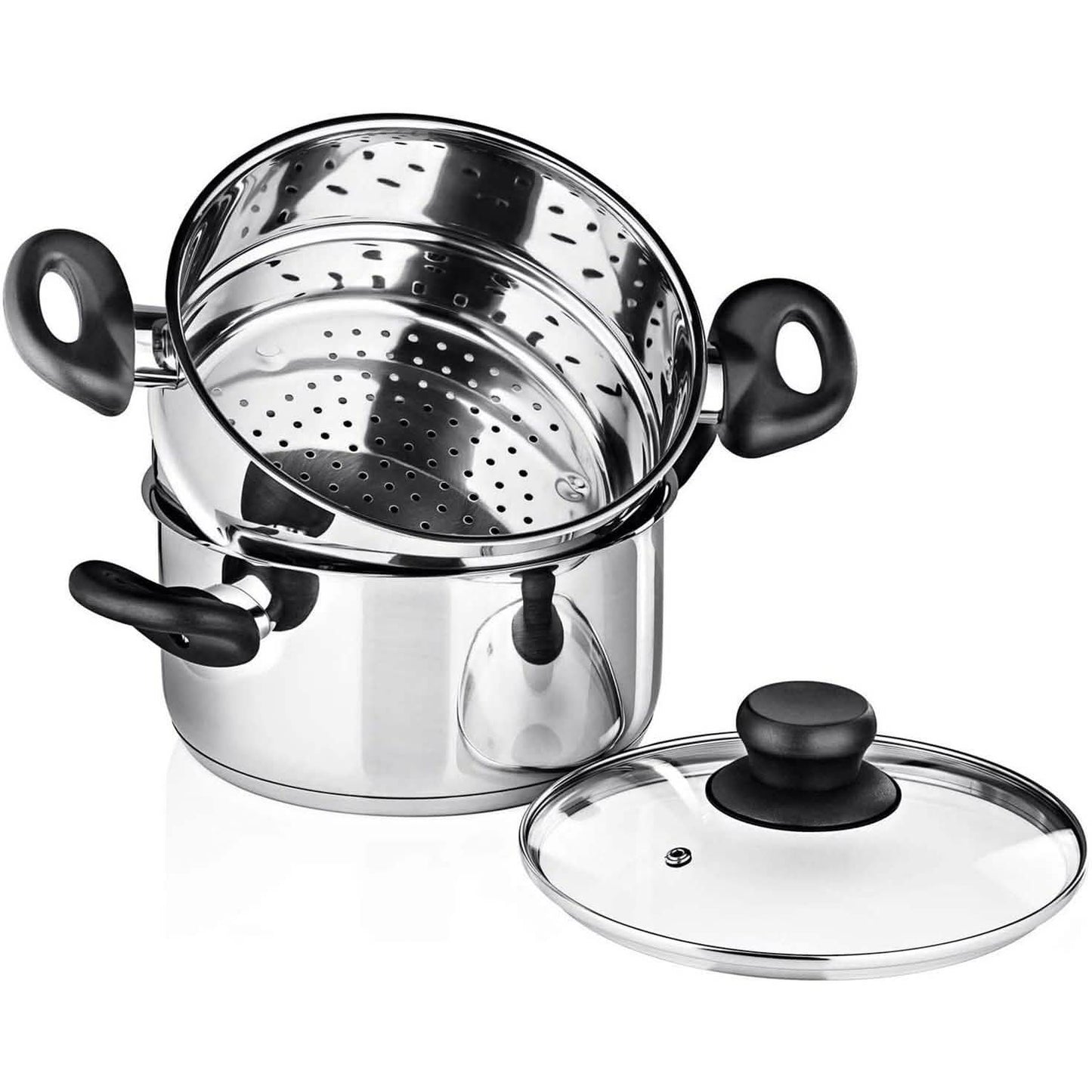 3-teiliges Set: Chef's Star Edelstahl Kochgeschirr 2 Quart Dampfkorb-Set