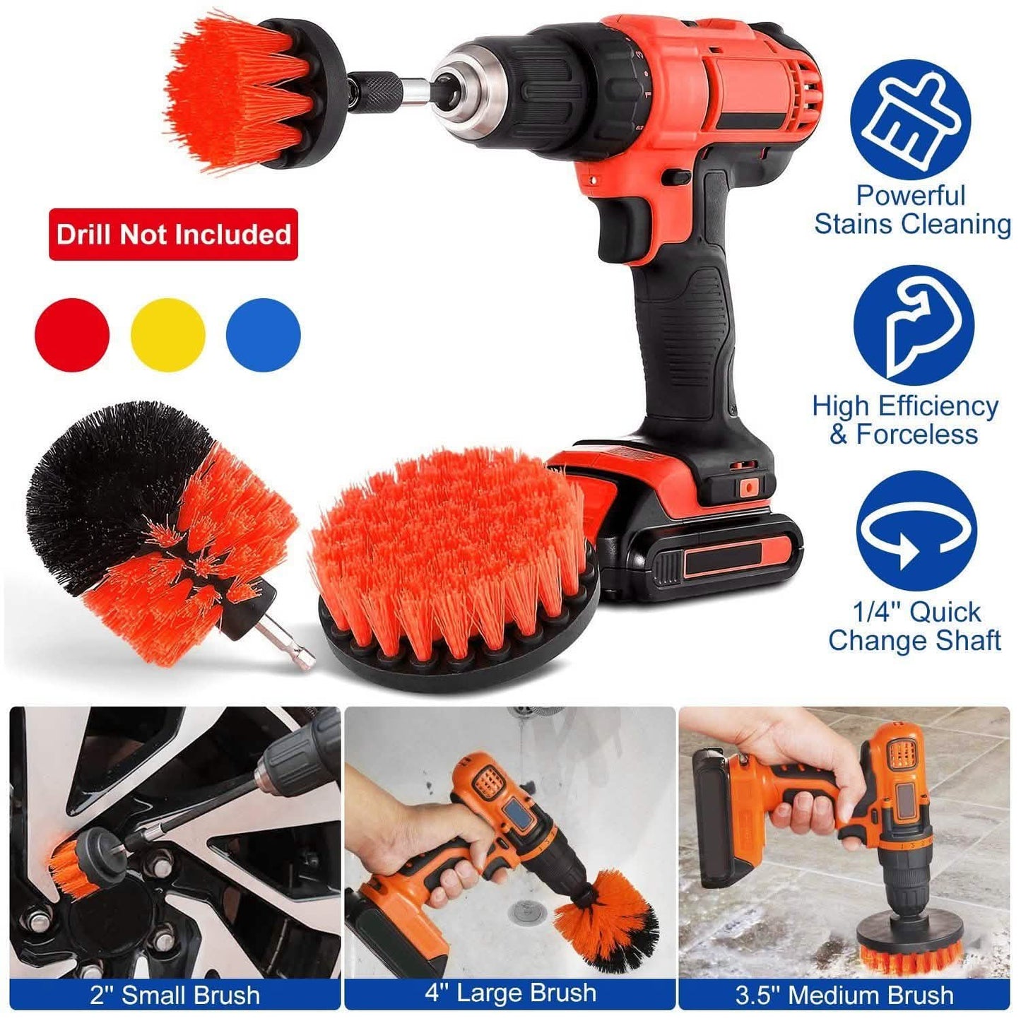 3-teiliges Set: Bohrbürsten-Power-Scrubber