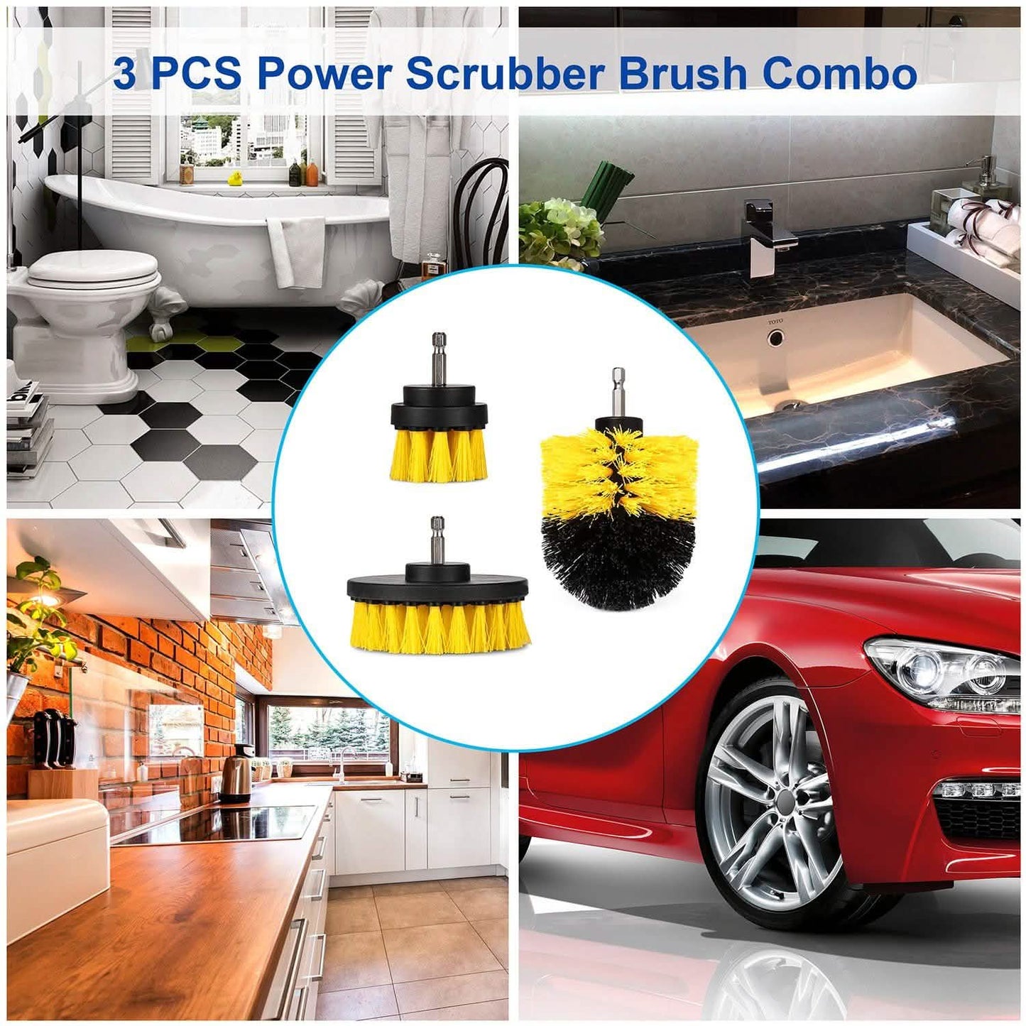 3-teiliges Set: Bohrbürsten-Power-Scrubber